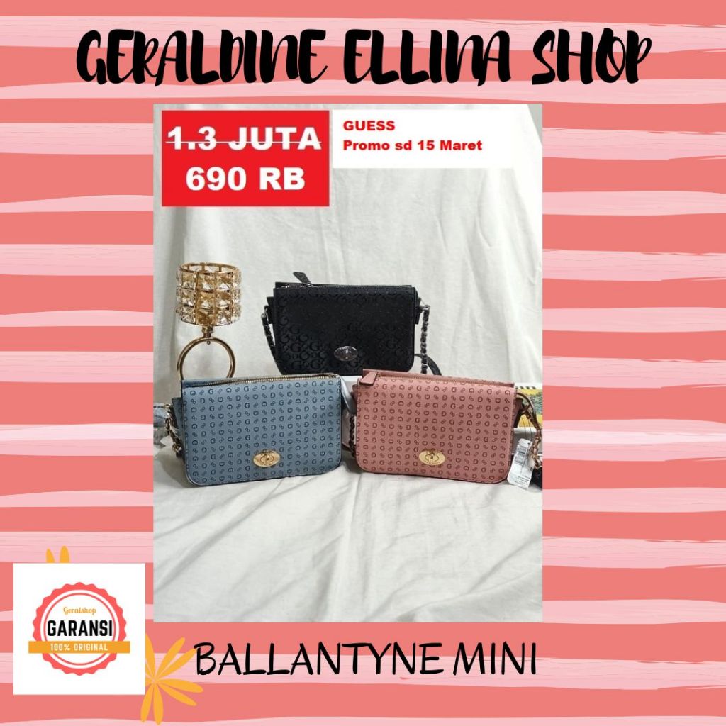 Tas Guess wanita sling bag ORIGINAL 100% sale BALLANTYNE MINI FLAP