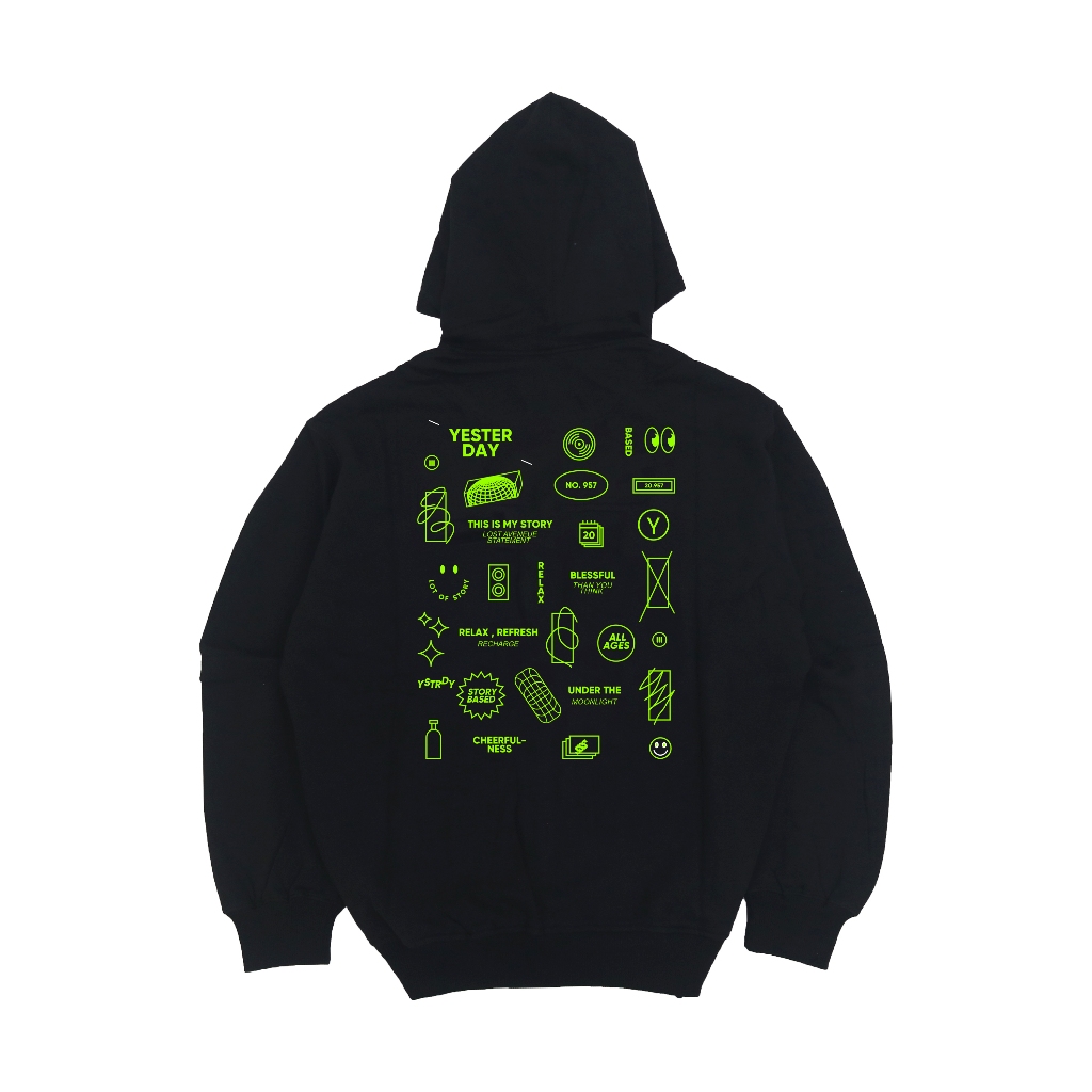 Yesterday – Jaket Hoodie Zipper Distro Pria Wanita Kece Tebal Sweater Premium Original Hitam Based