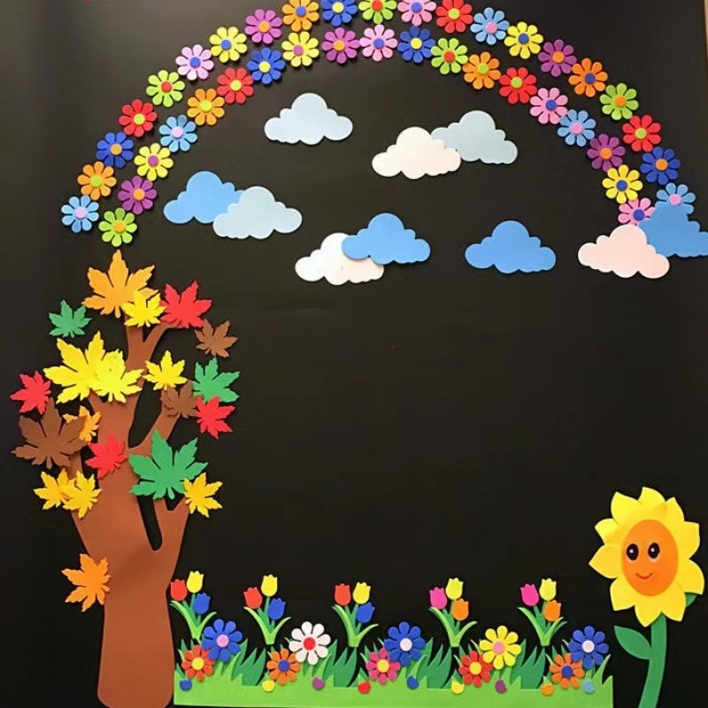 Stiker Dinding Busa EVA 3D Bunga Ruang Kelas Taman Kanak-Kanak Rumah Mainan DIY Buatan Sendiri Untuk