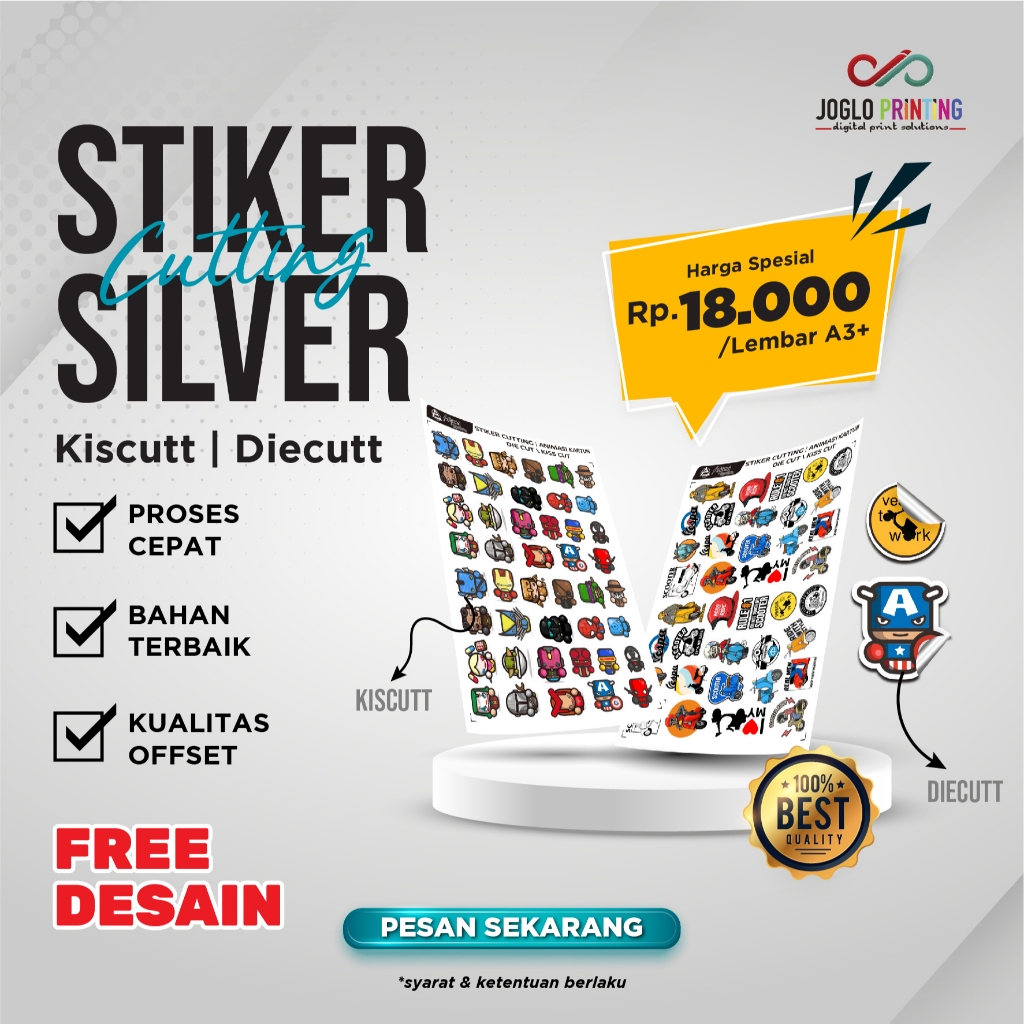 Sticker SIVER A3+ Termurah || Print Sticker Vinyl