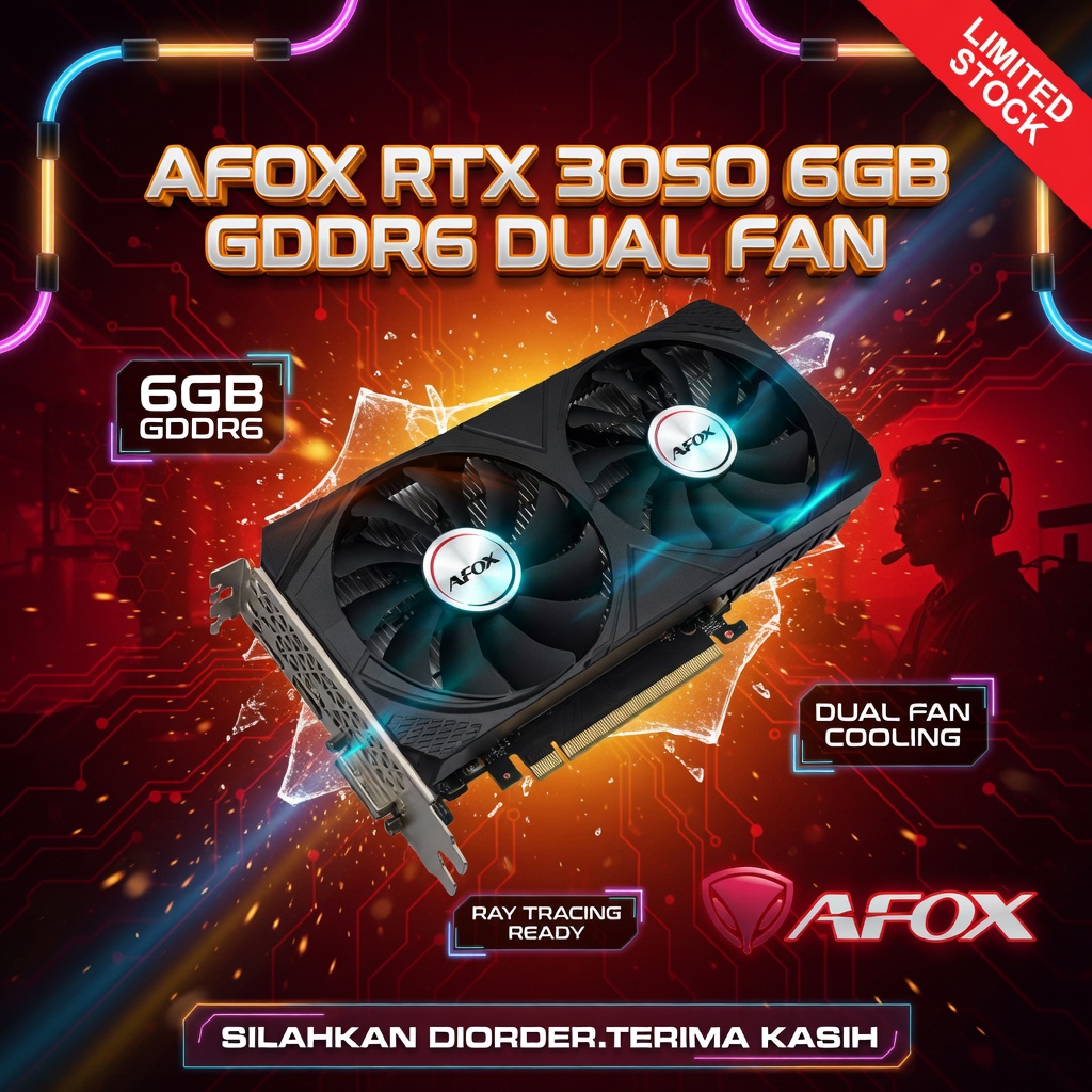 RTX 3050 6GB GDDR6 ATX Dual Fan | Graphic Card RTX 3050 | Vga Card AFOX