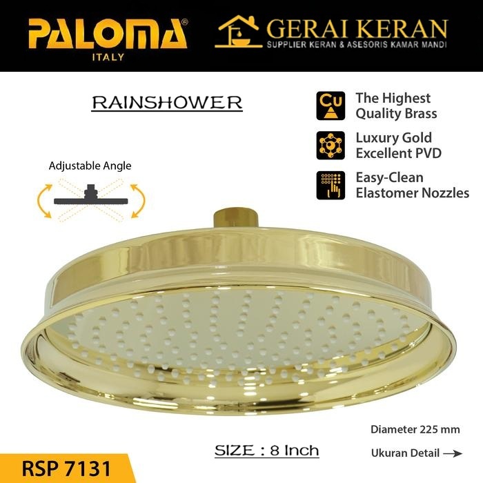 PALOMA GOLD RSP 7131 Rainshower Head Shower Rain Mandi Atas Kepala Shower GOLD
