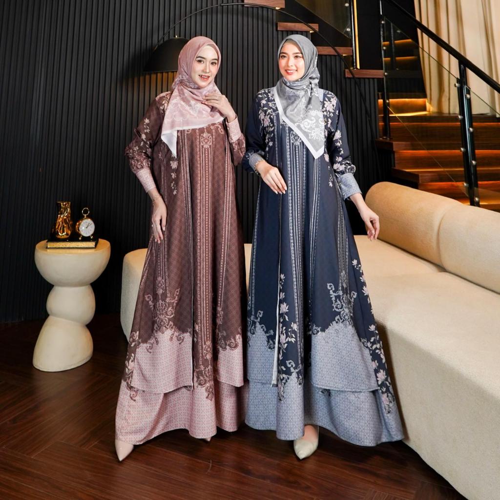 Dumma.id Set Hijab Deyanda Hijab Segiempat  laddy Zara + Hijab Catton Moka Gamis Mewah