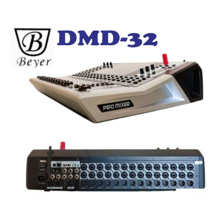(FREE PAKING KAYU) Mixer Audio Digital Beyer DMD32 / DMD-32 Hitam Perak Layar LCD Dengan Banyak Fader Dan Tombol