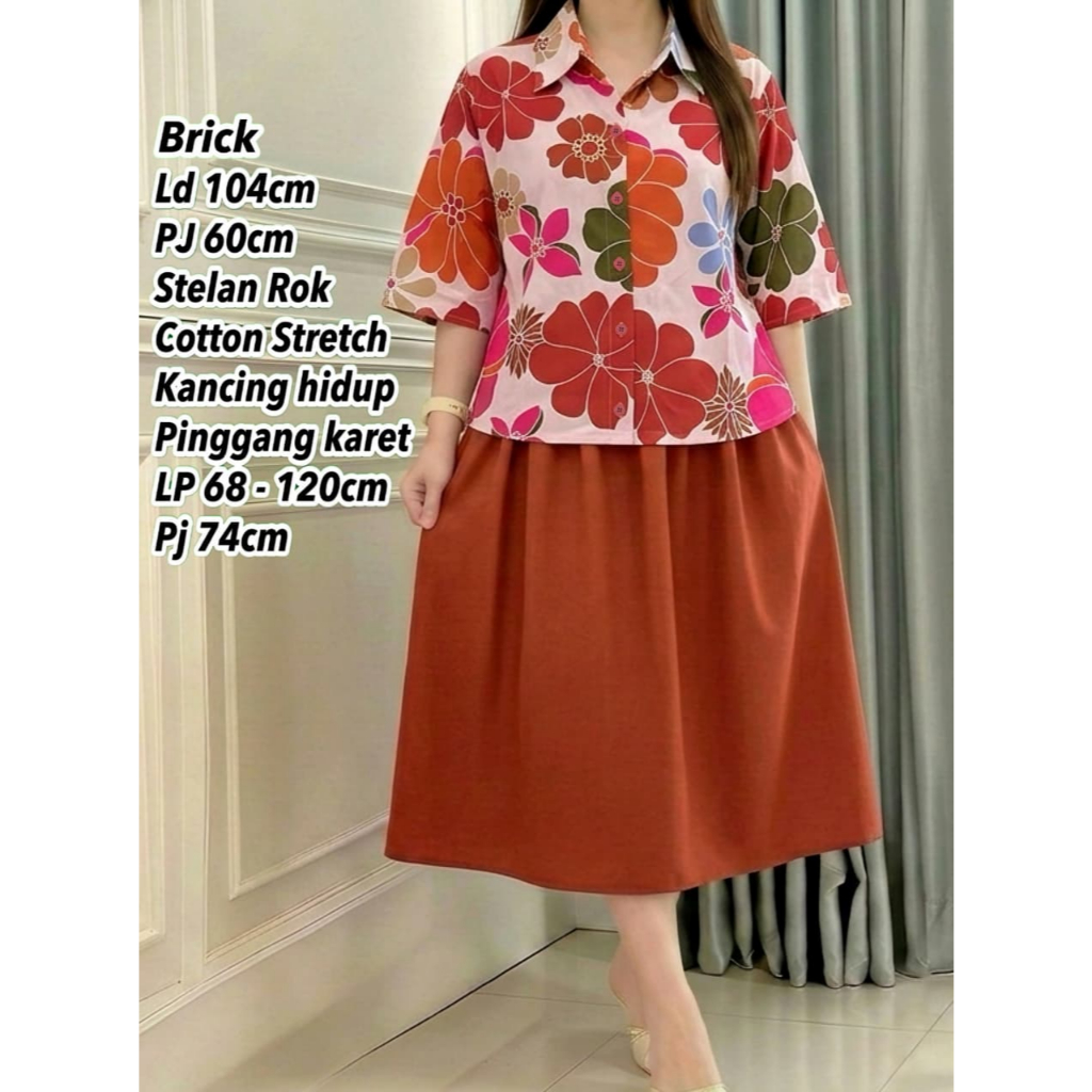 JO 9232 Livia Stretch Series LD 104 Set Rok Bordir Katun Stretch LD120 – Jumbo Fit Nyaman & Elegan o