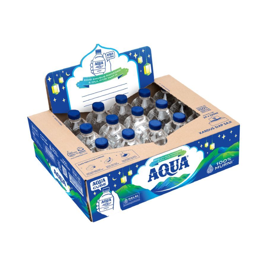 Aqua Botol Cube Mini 220 ml ( 1 dus isi 24 botol )