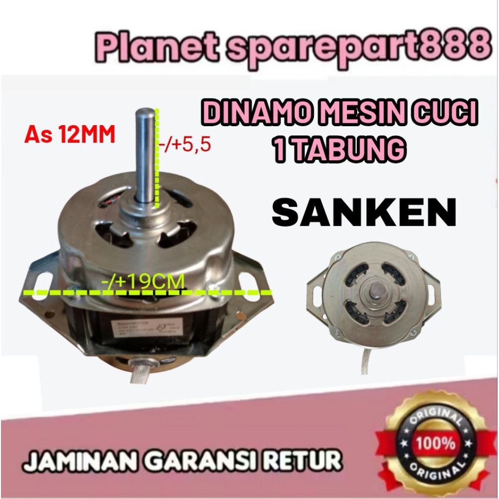 original dinamo mesin cuci sanken 1 tabung as 12mm