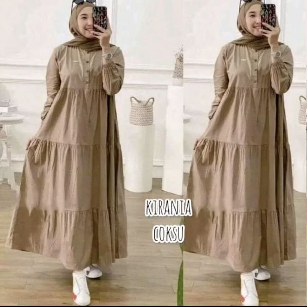 gamis midi dres kirania nyaman bahan adem