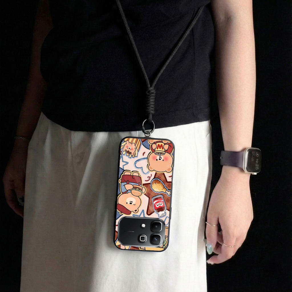 Case Glass Akrilik + Tali Boni Panjang For Infinix Note 60  - case hp - case akrilik Infinix Note 60