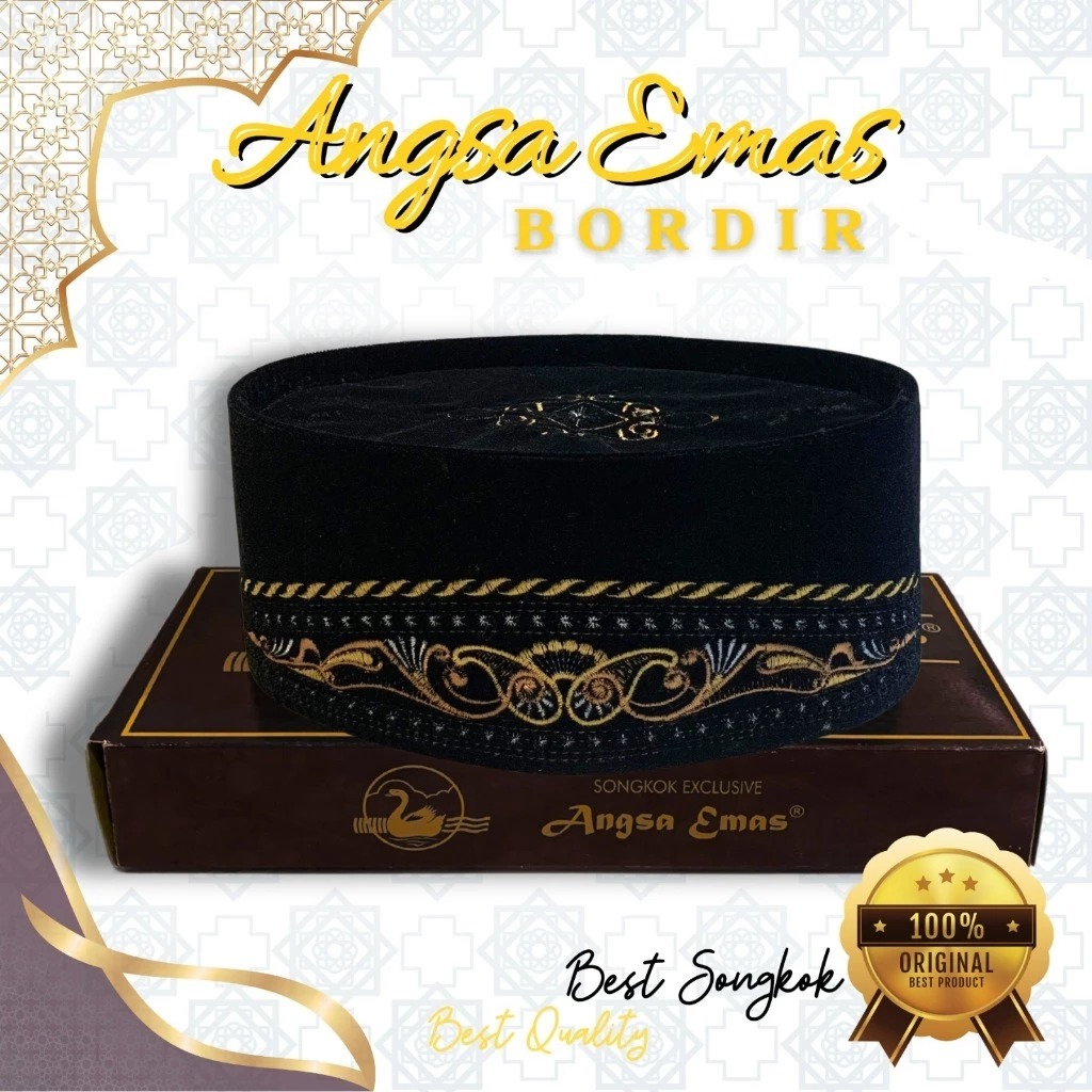 Songkok Angsa Emas Bordir Duluxe Songkok Sultan Beludru Bordir Songkok Premium
