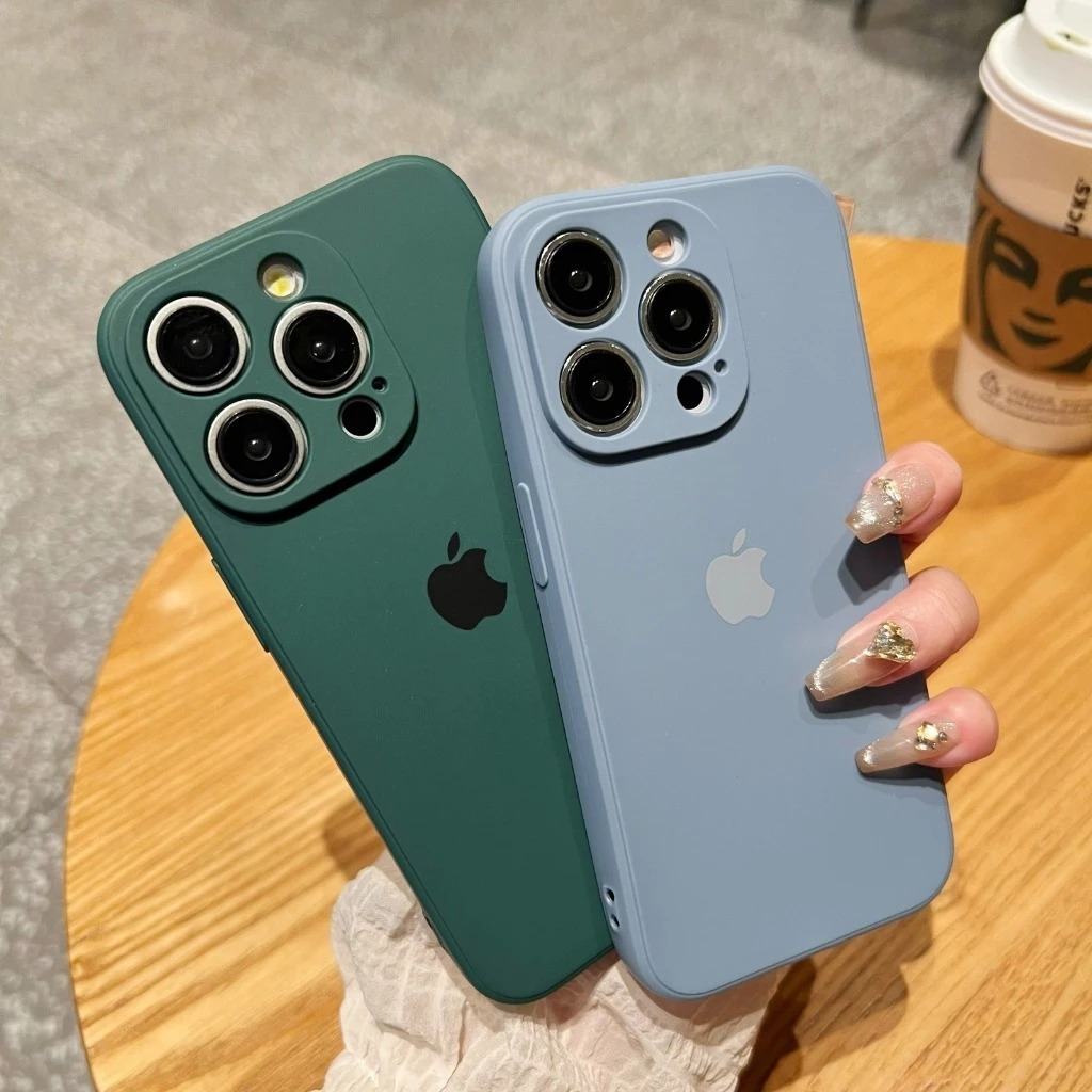 Square Edge Case With Stiker Logo Compatible For Iphone 7 8 7+ 8+ X Xs Xr 11 12 13 14 15 PRO PLUS PR