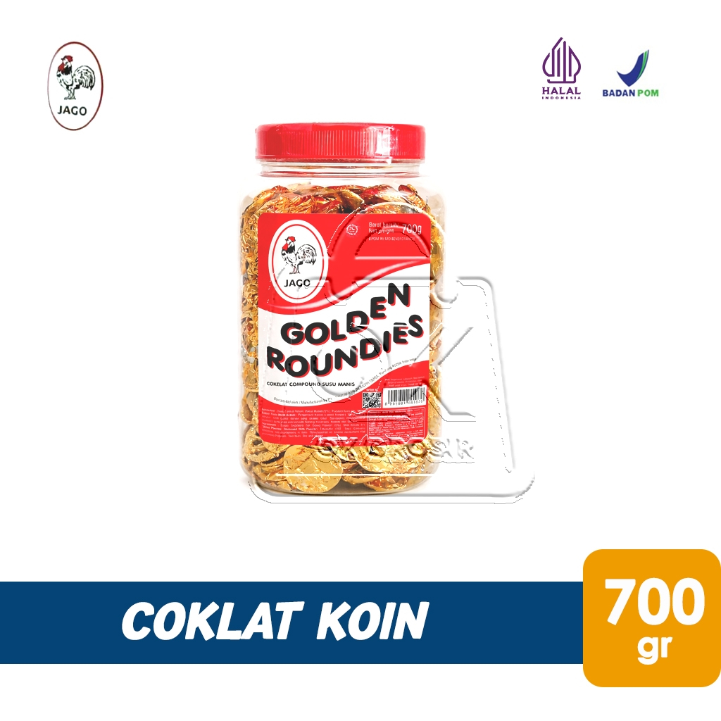 Saelaris_ Coklat Koin Golden Roundies Cokelat Coin Chocolate Ayam Jago (Toples 700Gr)