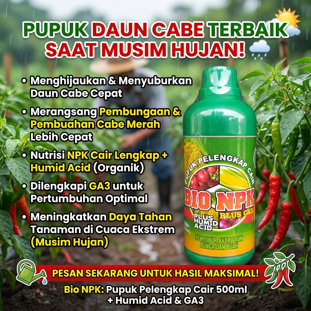 Pupuk Daun Cabe Yang Bagus Musim Hujan NPK GAZA 500ML Pupuk NPK Cair Pupuk Perangsang Daun Dan Bunga