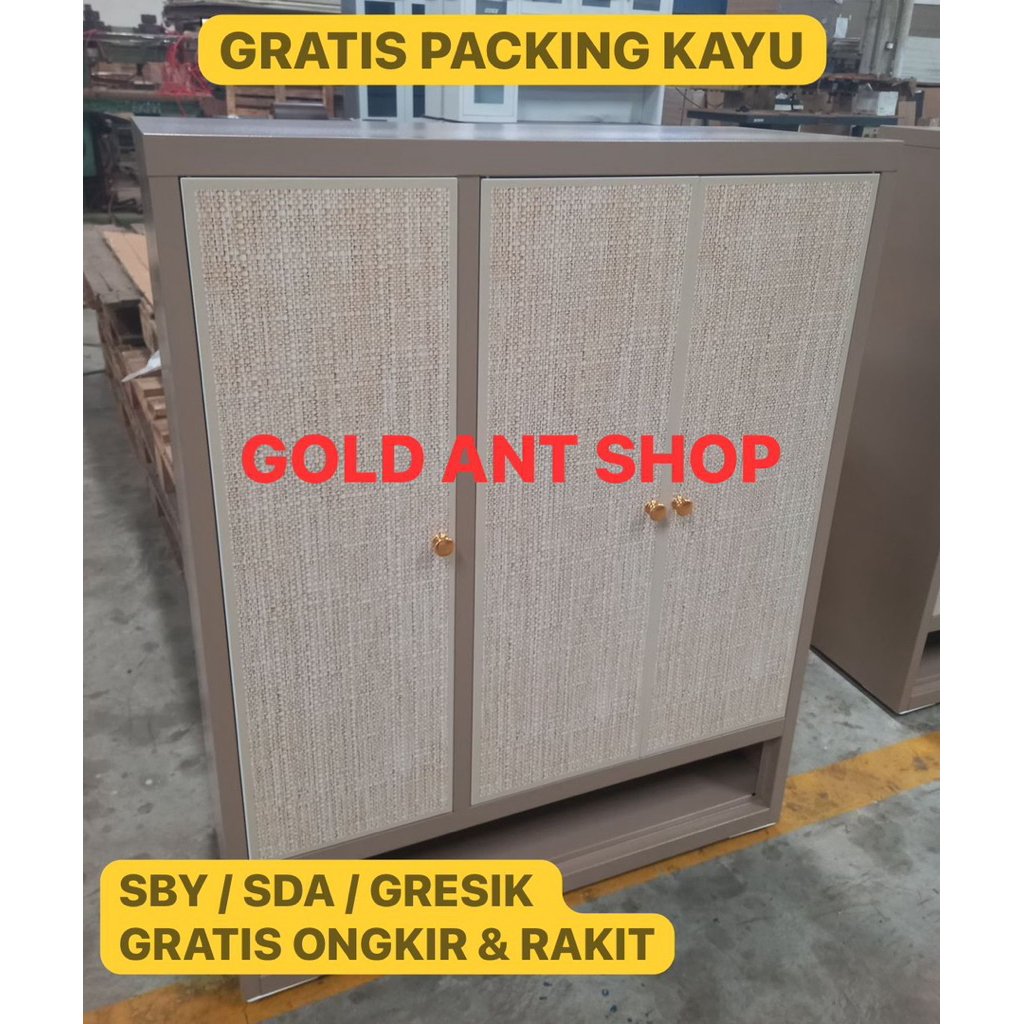 Rak Sepatu Besi 3 Pintu/ Lemari Rak Sepatu Besi 6 Susun Pintu Swing / Rak Lemari Sepatu Besi Minimal