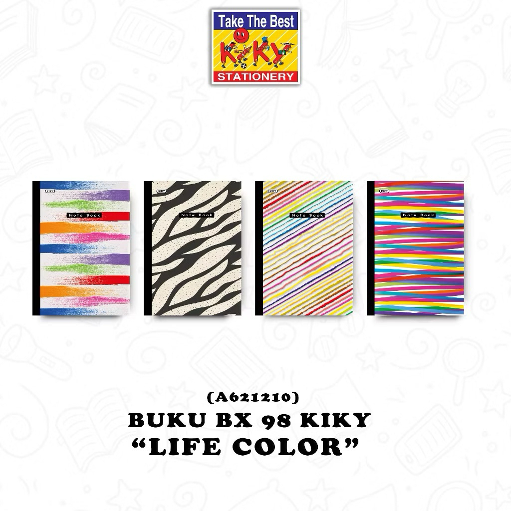 BUKU TULIS PANJANG BOXY KIKY WARNA ISI 98 LEMBAR (1 PACK ISI 5 BUKU)