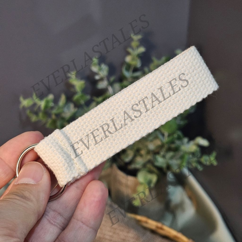 Gantungan Kunci / Keychain Custom Bordir Nama Anak Bahan Canvas Warna Hitam - Small 10cm