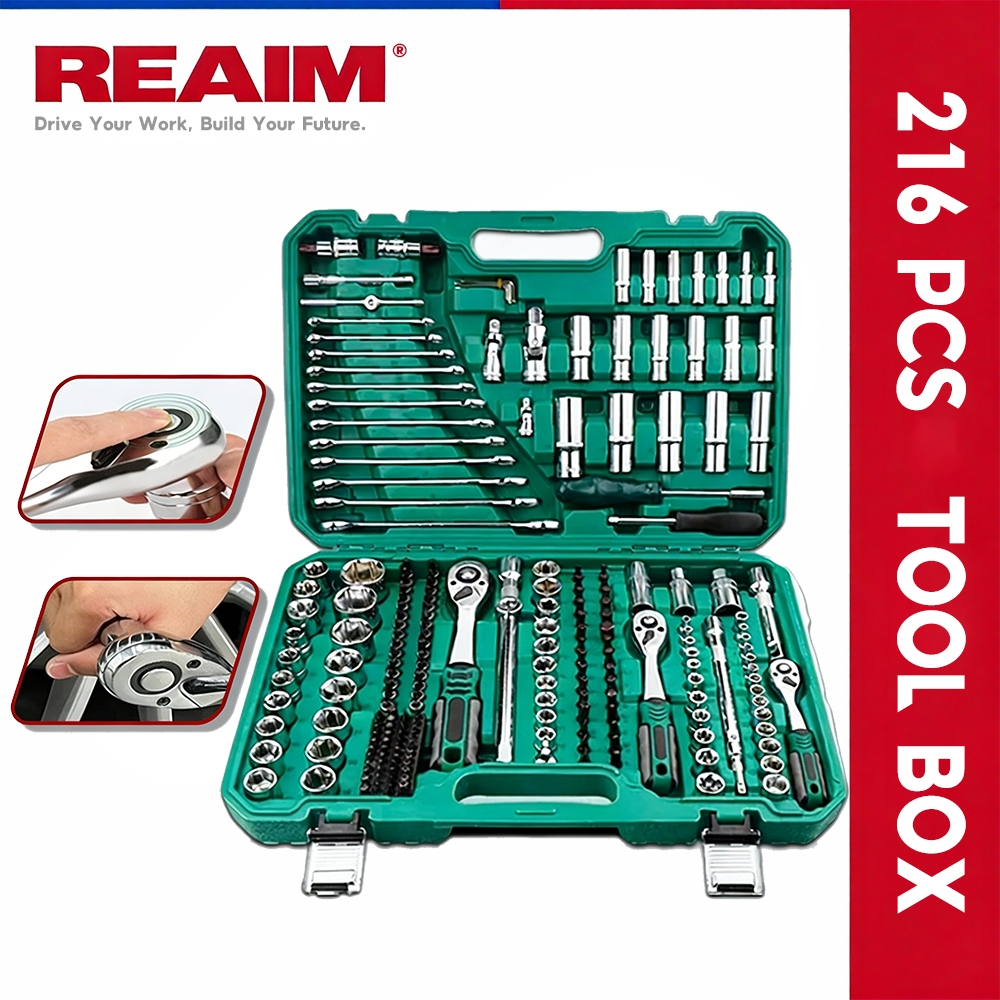 Reaim Kunci Set Lengkap 216 PCS Set Kunci Shock Set Kunci Inggris Tool Box Set Lengkap Kunci Shock