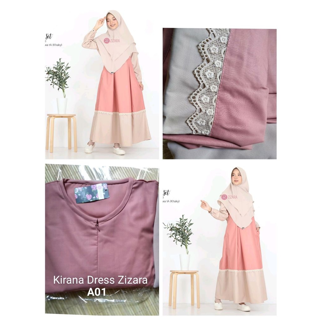[AGEN RESMI] ZIZARA KIRANA DRESS GAMIS ONLY BAHAN TOYOBO AKSEN RENDA BUSUI FRIENDLY