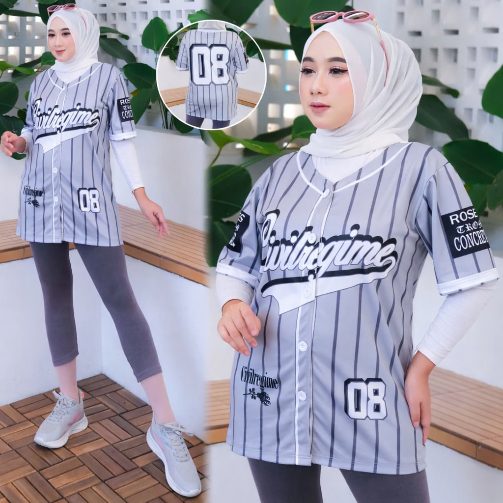 Kaos Atasan Wanita Oversize LD 110 /Baseball VINTAGE /T-Shirt Sporty Premium JERSEY LEMBUT ADEM