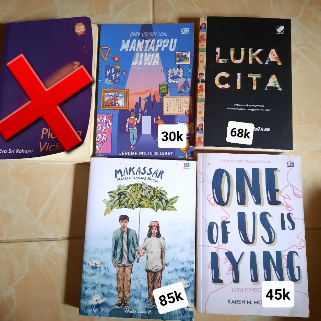 preloved novel luka cita, one of us is lying, mantappu jiwa