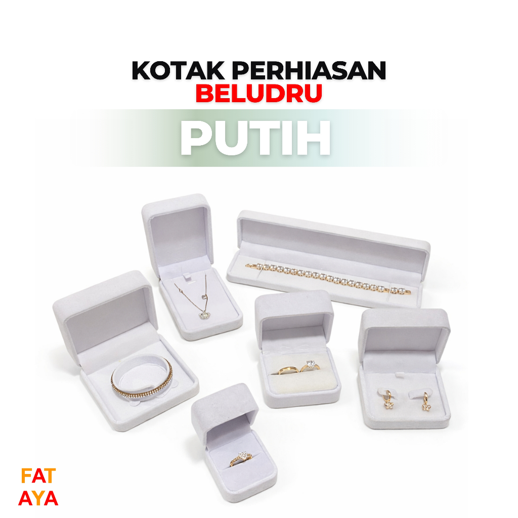 Kotak Perhiasan Warna Putih Beludru Set  Cincin  Ring Liontin Gelang Kalung Koye Jewelry Box Unik Lu