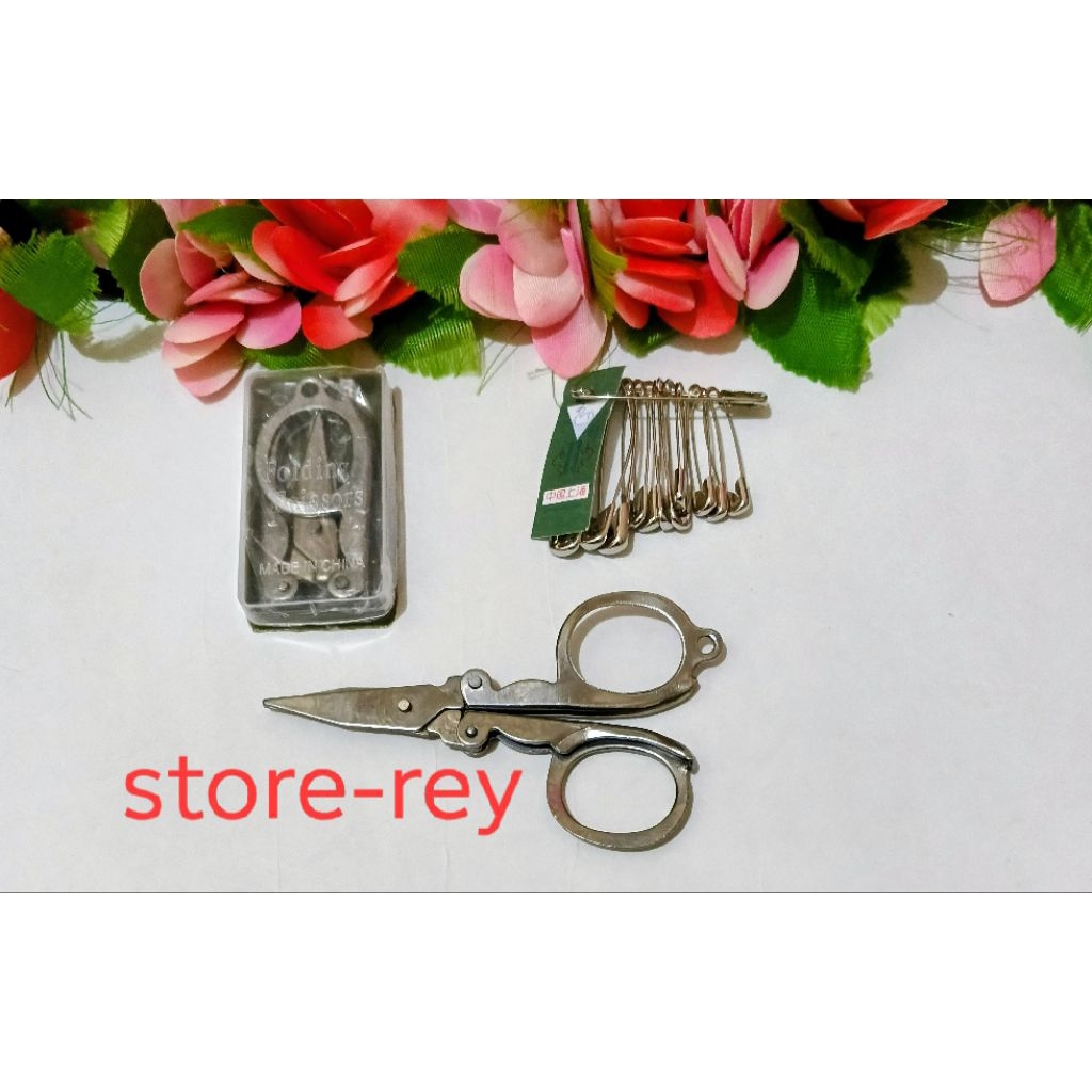 Grosir 1 pcs gunting lipat kecil+1set peniti swan/gunting buat ibu hamil /gunting buat bayi