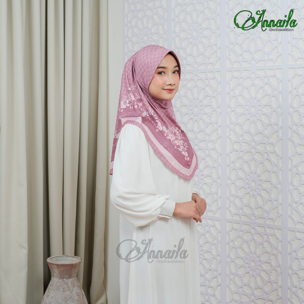 Annaila Hijab Bergo Motif Jilbab Instan Daily Kerudung Jersey  Motif Printing Bunga