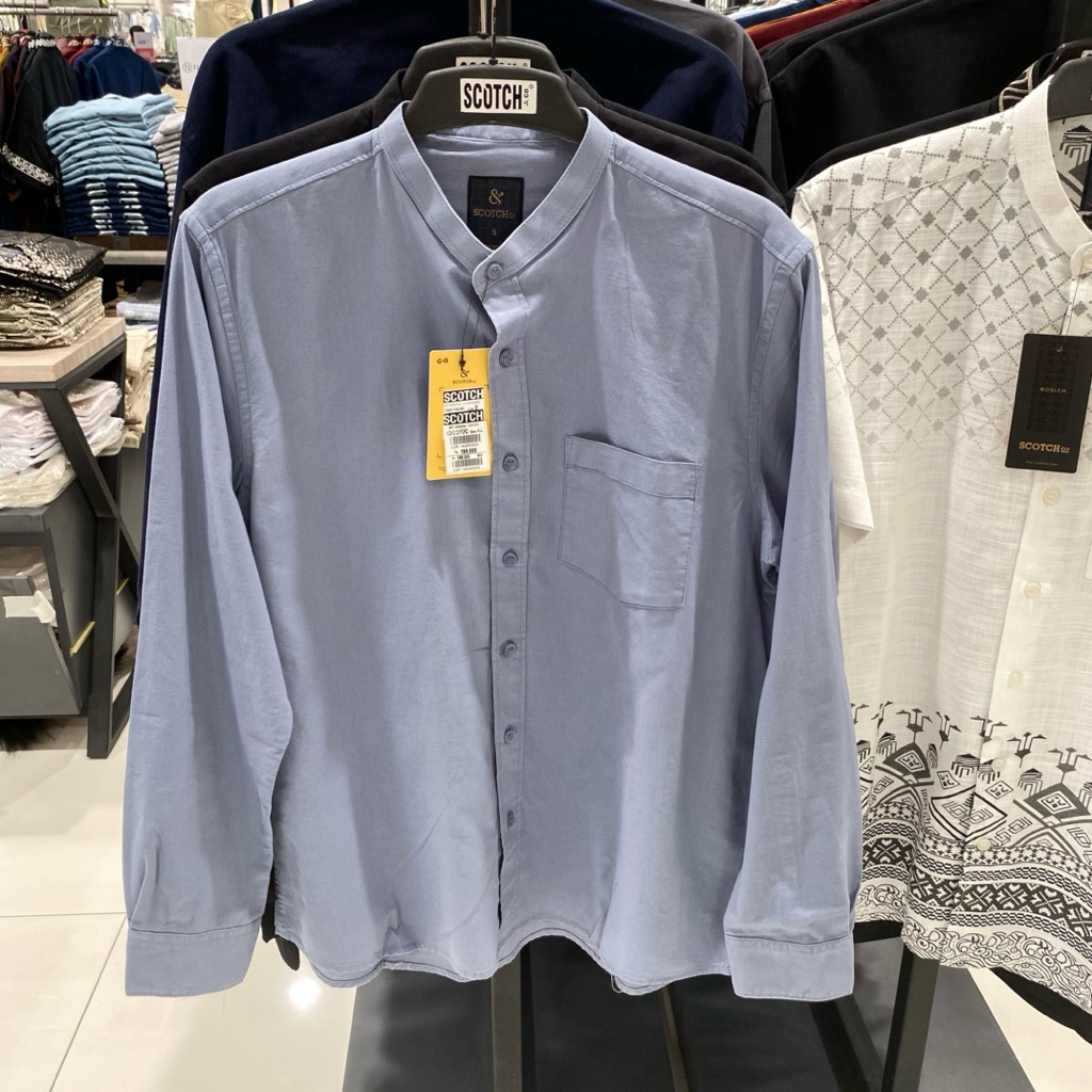 Scotch & Co Kemeja Muslim Pria Baju Koko Taqwa Shanghai Modern Fit Lengan Panjang Bahan Oxford