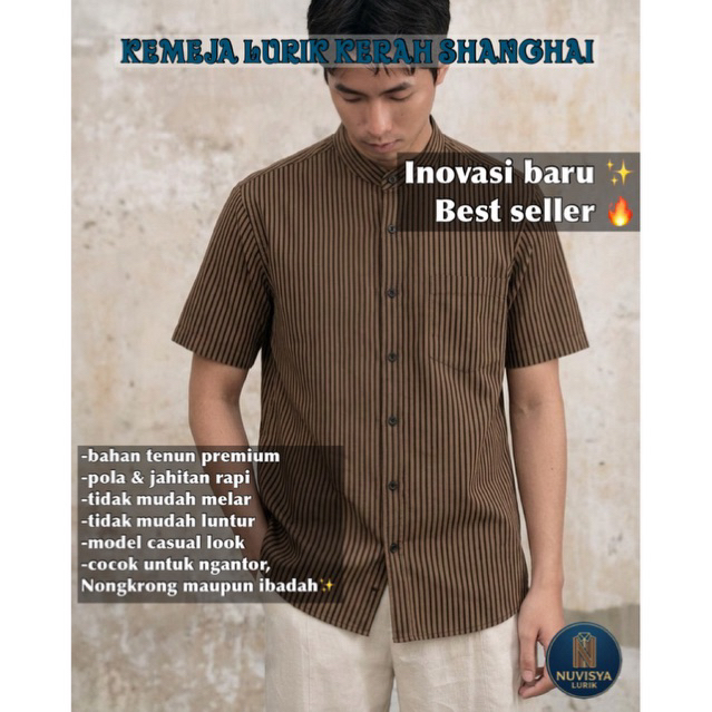 Kemeja Lurik Pria Modern | Baju Koko Lurik Casual Premium | Lengan Panjang / Pendek | kekinian 2026