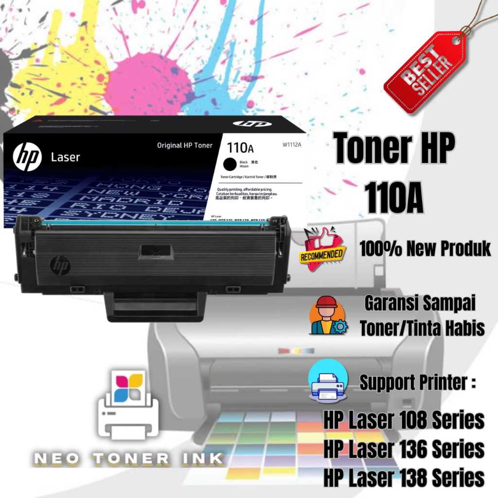 Toner Hp 110A Original W1112A Cartridge Printer Black