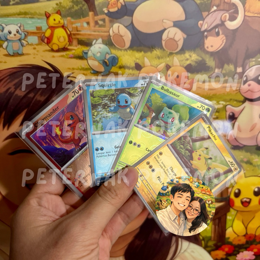 Pikachu Charmander Squirter Bulbasaur Choki Choki Holo - Kartu Pokemon TCG Original Indonesia