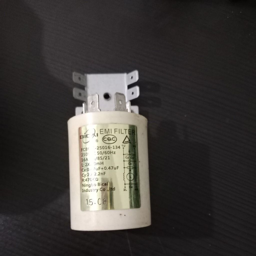 EMI FILTER FC86-C-25012-2250VAC 50/60Hz 16A 25/100/21L:2X4.0mH
CX:0.33uF+0.47uF
Cy:2x3.3nF
R:470K
ME