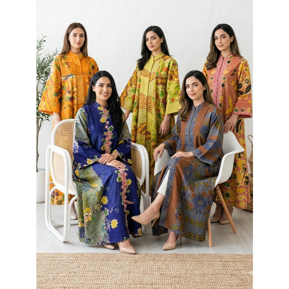 MIERTO - Gamis Abaya Dress Batik Muslim Wanita Limited Doby Premium Baju Lebaran Ramadhan 2026