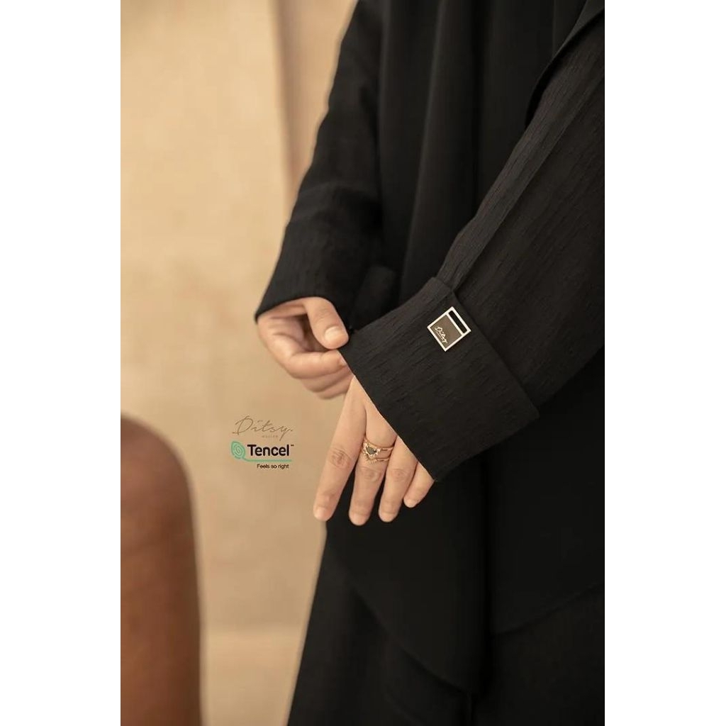 Ditsy Moslem Rabeea Tencel Black L