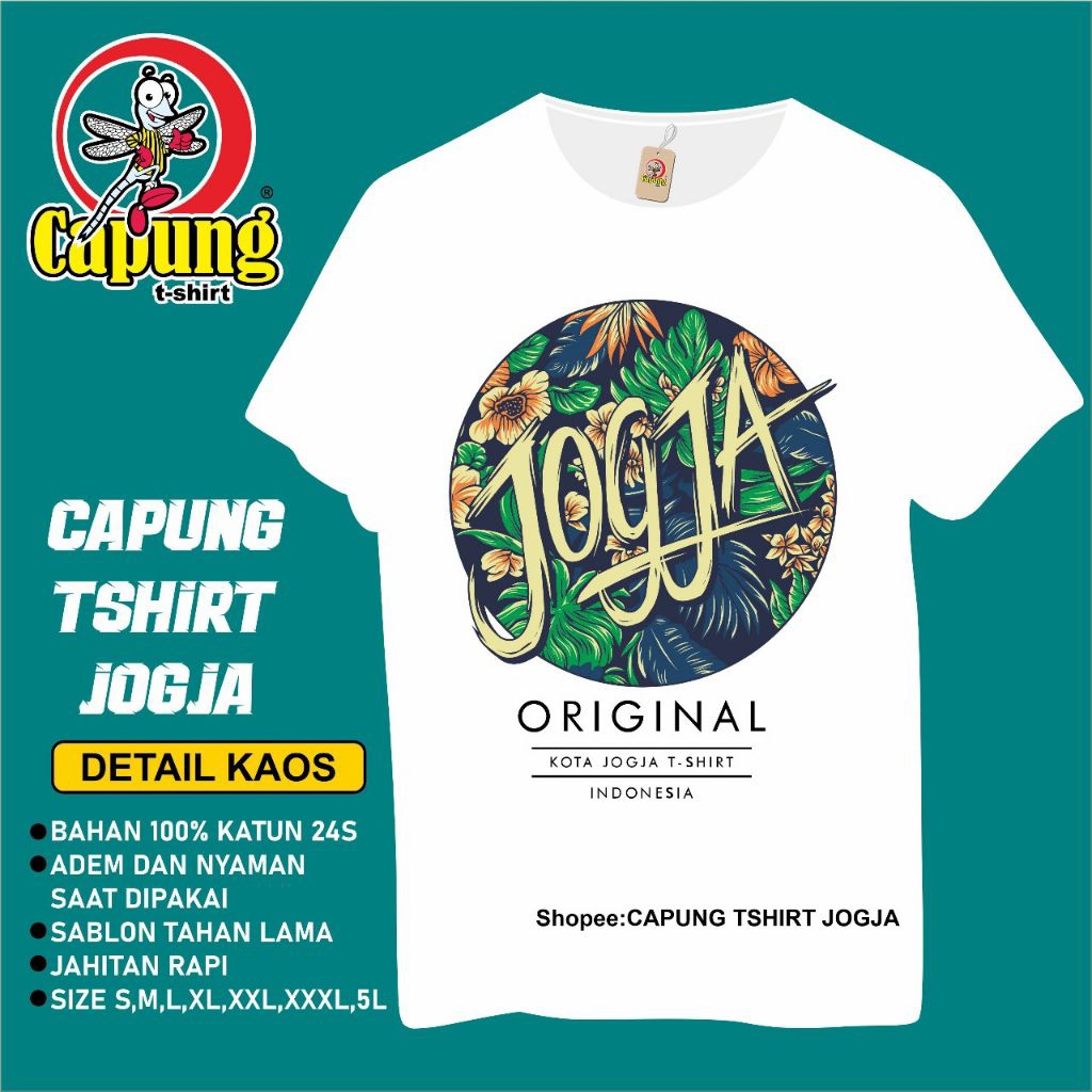 Kaos Dewasa Putih Motif Jogja Malioboro