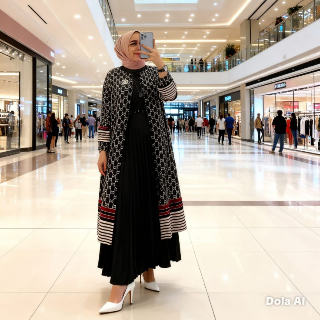 Lydia set Ahza Haruka Zahra set gamis katun kotak | Shaquera set label madani