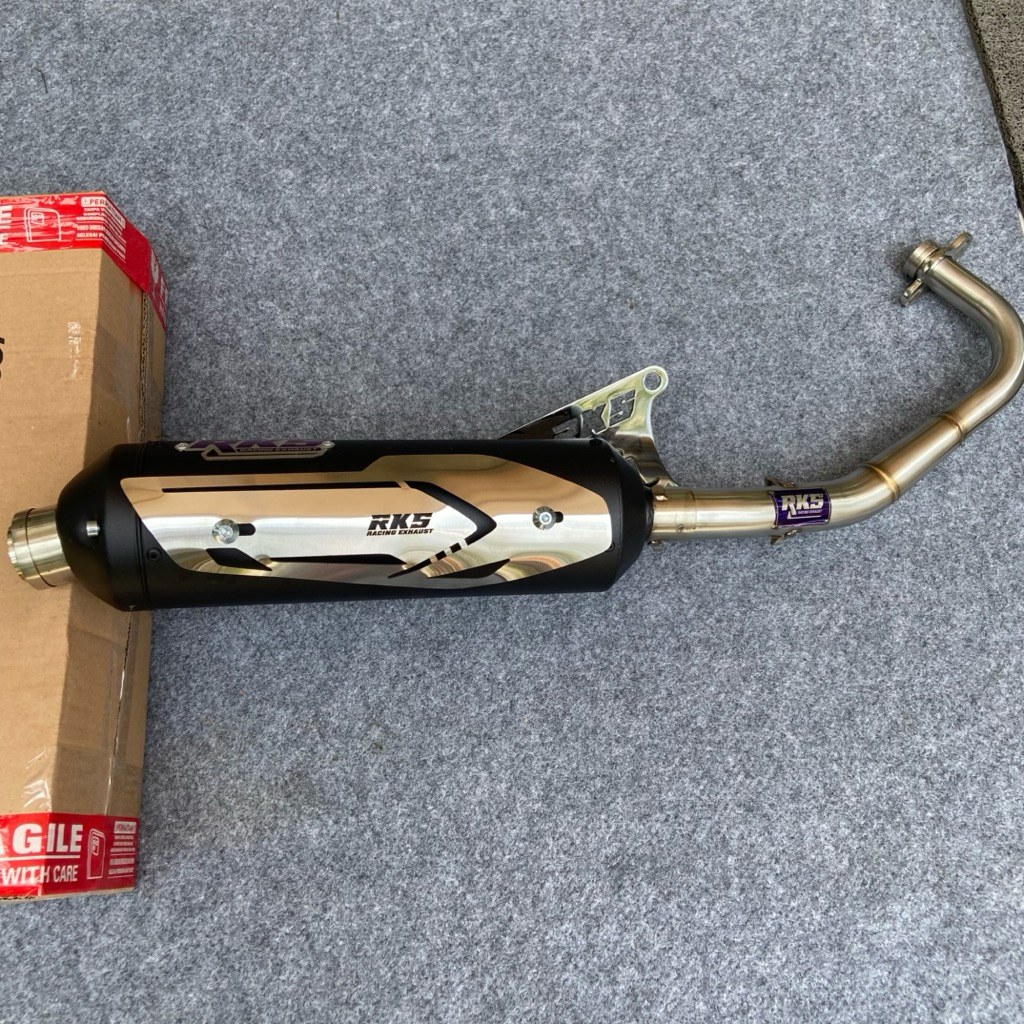 KNALPOT RKS RACING •  TYPE RS-01 • NEW SERIES • BLACK COATING LEHER FULL BENDING • Standar Racing Mi