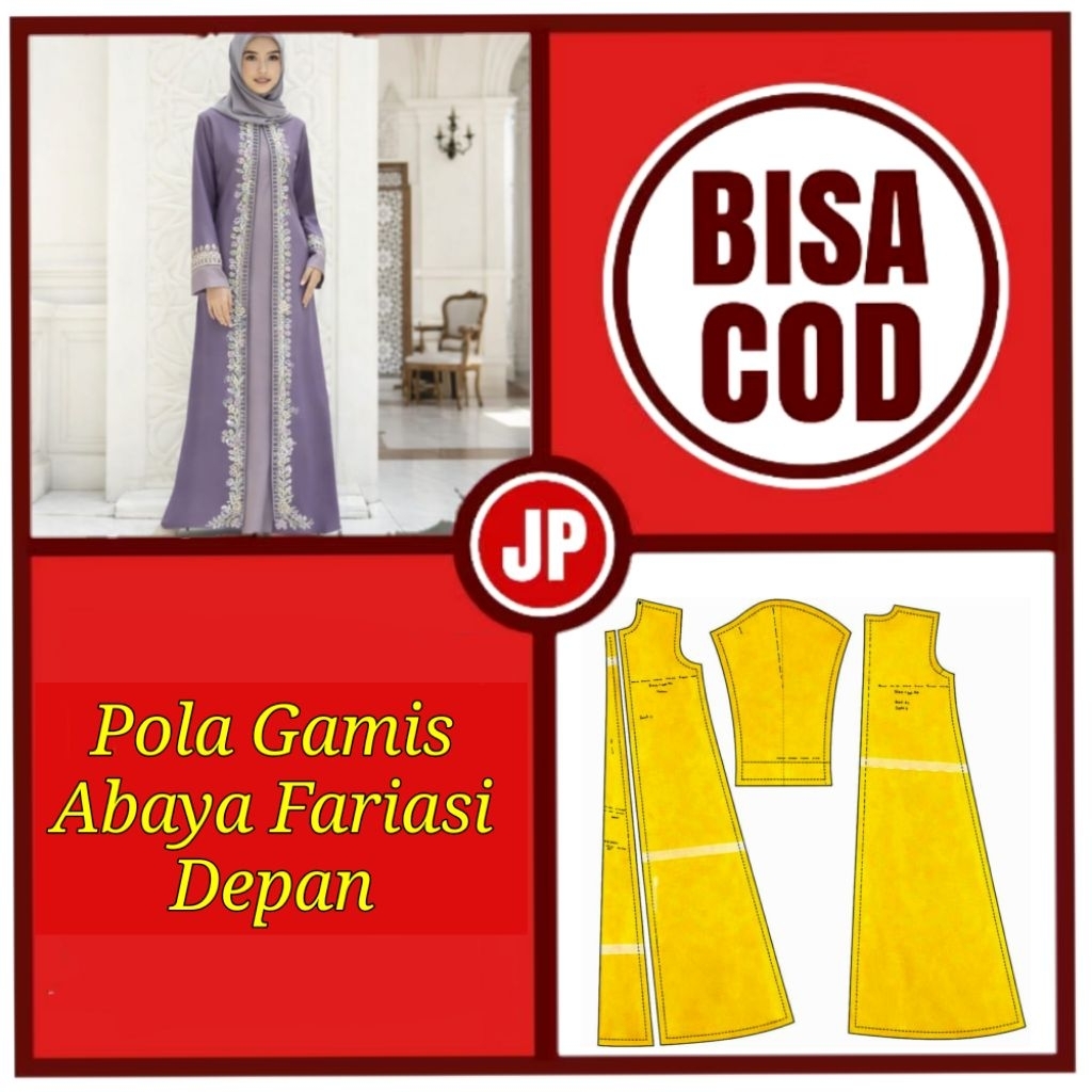Pola Gamis Abaya Fariasi Depan/Pola Baju/Pola Jahit/