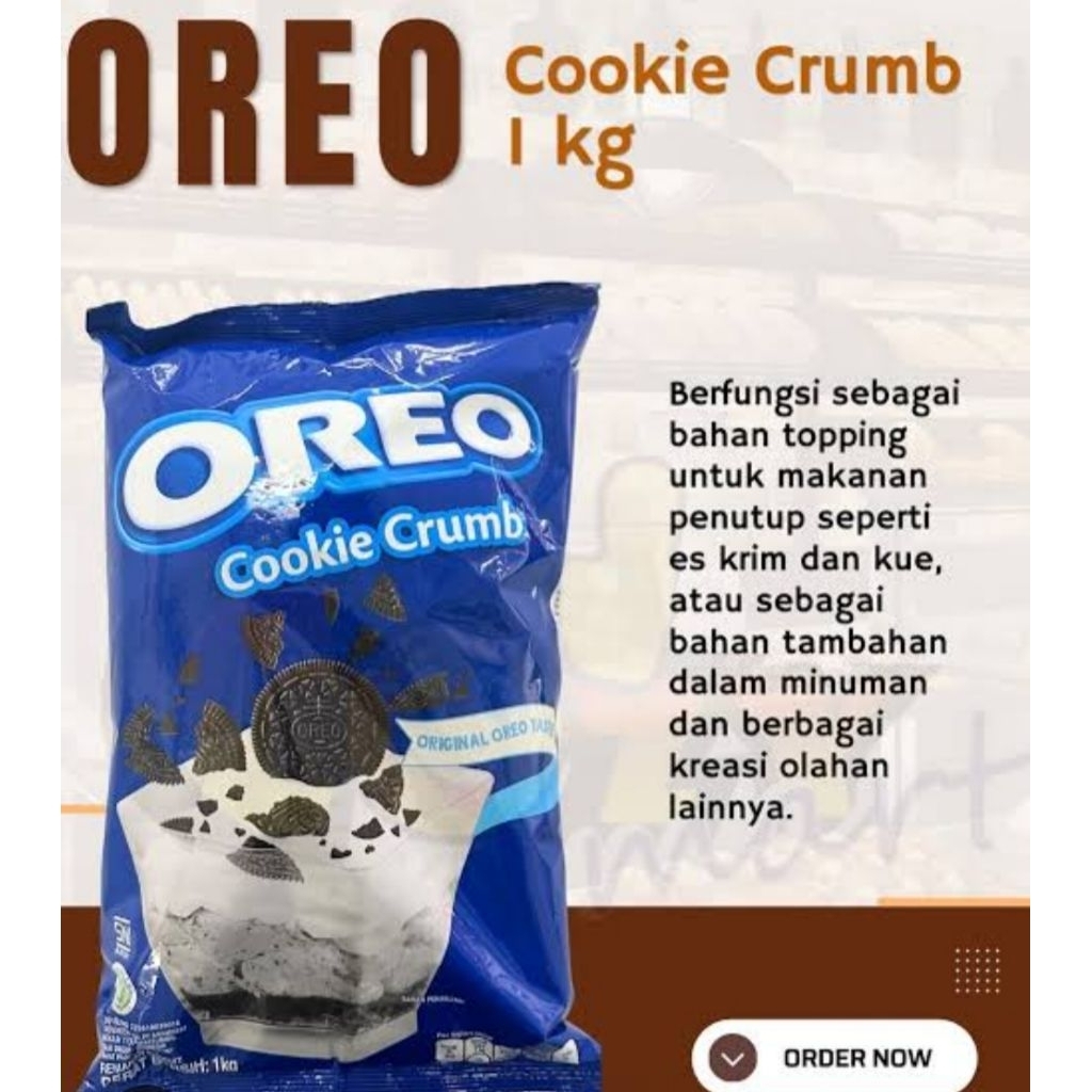 Oreo Crumb Cookie 1 KG - Bubuk Kasar Biskuit Asli, Tanpa Krim, Cocok untuk Toping