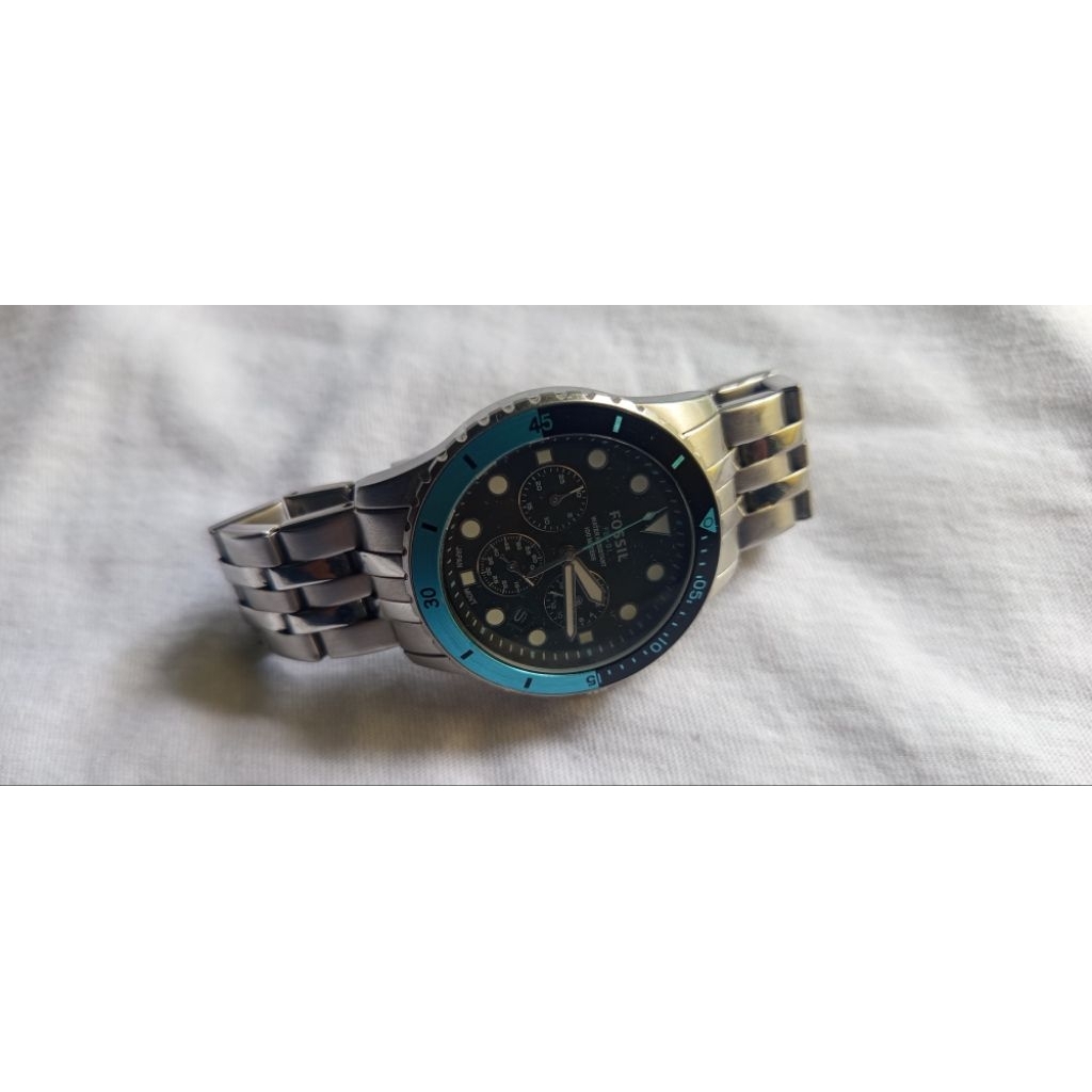 Jam Fossil FB-01 FS5827 Chronograph Silver Stainless Steel Watch Bekas