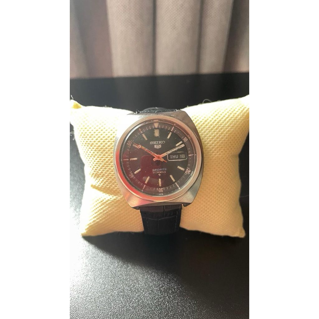 Seiko 5 Automatic Sports Vintage Cal 6319 6000 Jam Tangan Pria dengan Inner Bezel dan Tali Kulit Hit