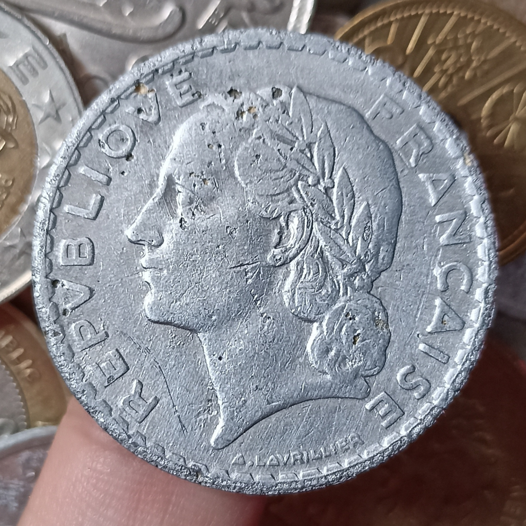 Koin Kuno France  5 Francs - A.LAVRILLIER Tahun 1949