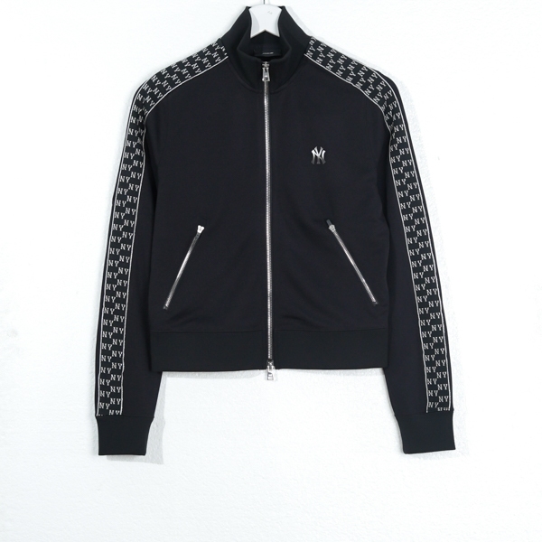 Jaket MLB NY BAND TAPE SHOULDER MONOGRAM WHITE BLACK ZIP TRACK JACKET  100%  ORIGINAL