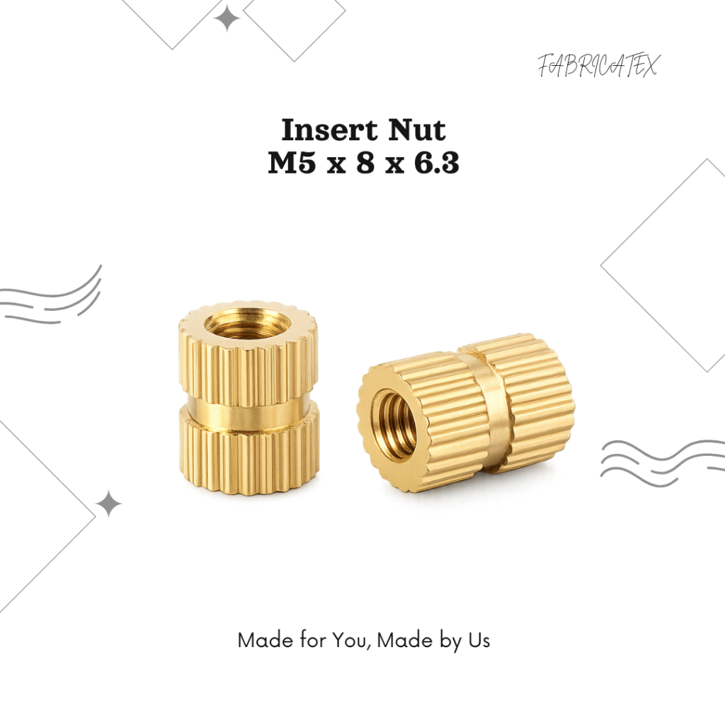 Mur Tanam Kuningan M5 x 8 x 6.3 Brass Insert Nut Knurled Threaded | 1pcs