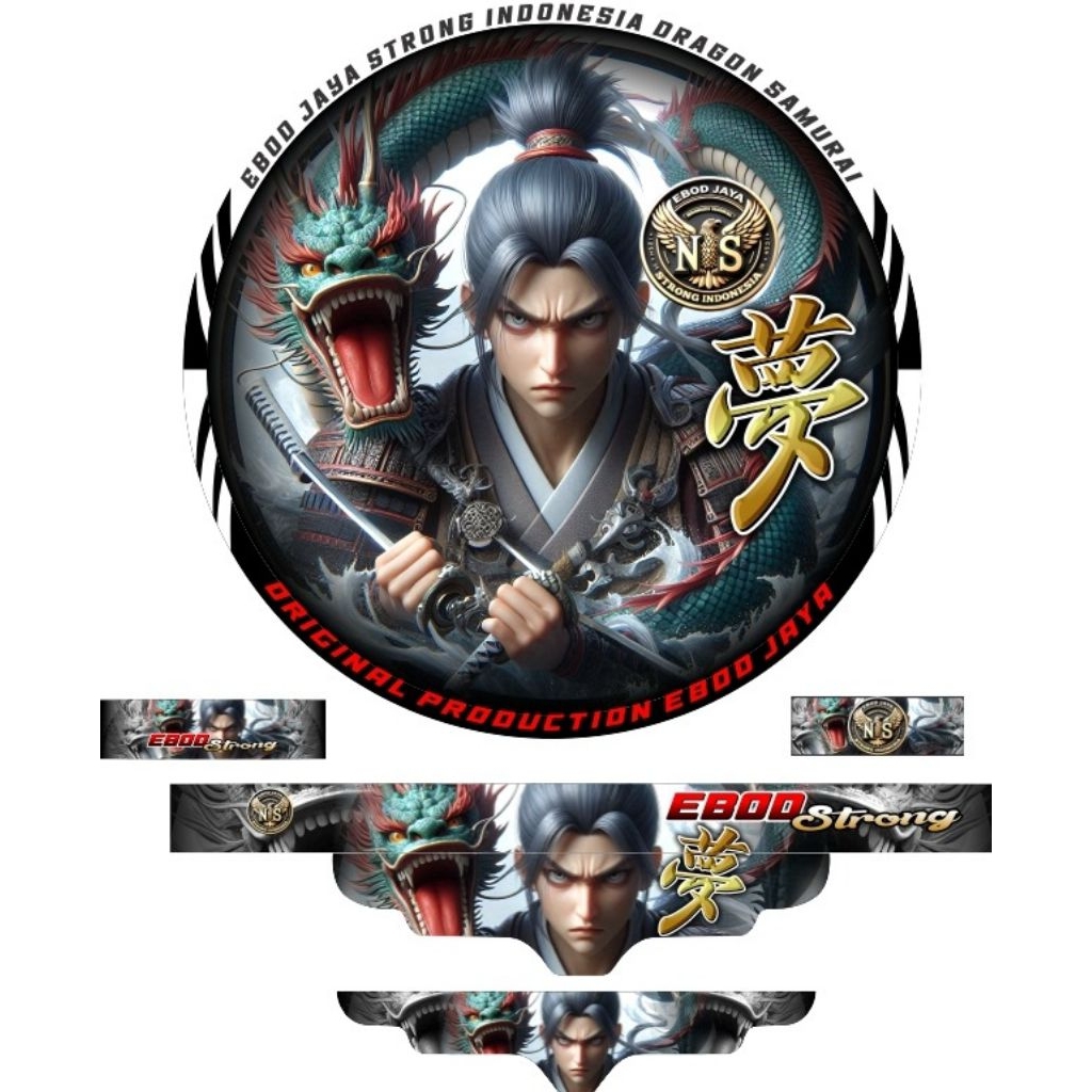 Sticker decal sangkar burung murai Ebod jaya no2 motip dragon samurai