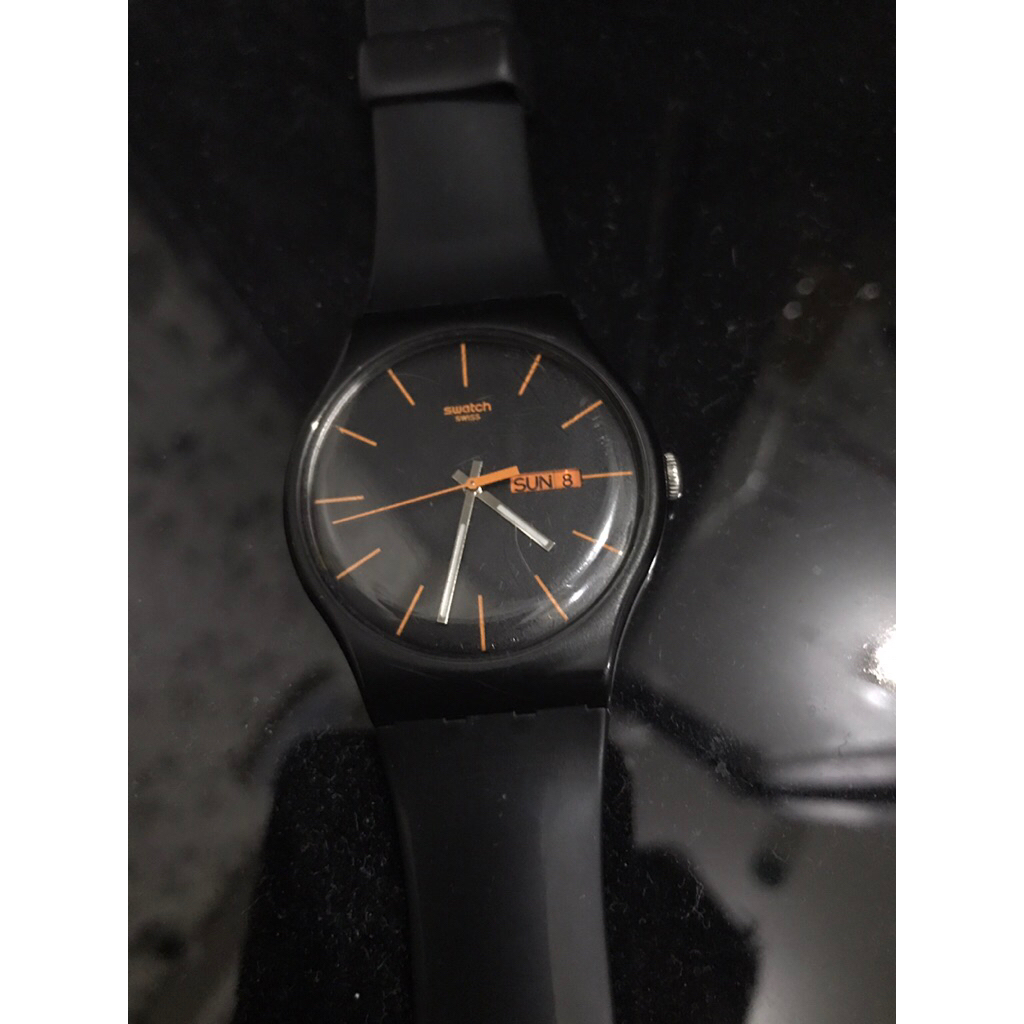 swatch new gent dial black orange dm41 original second