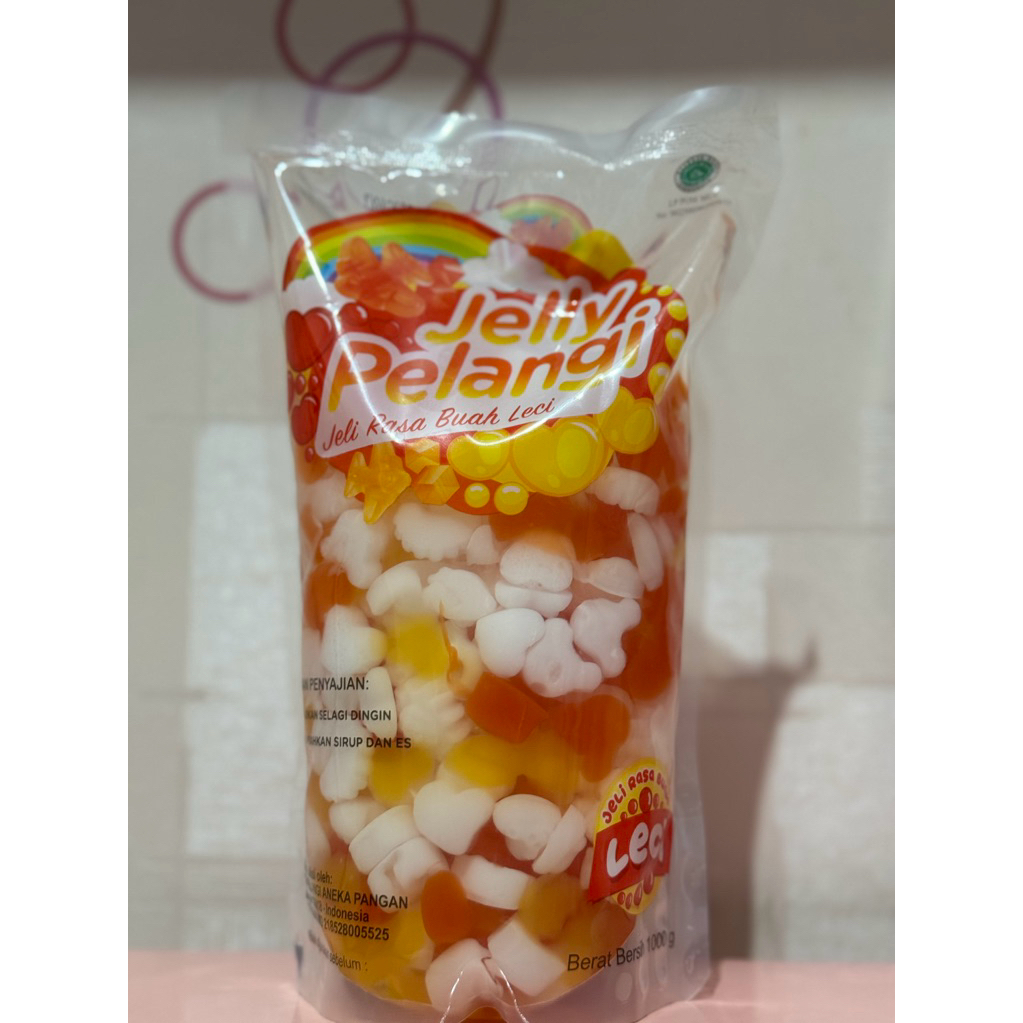 Jelly Cendol Pelangi 500gr & 1kg - Pewarna Alami, Motif Menarik, Halal