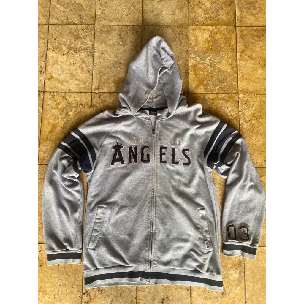 Jaket Hoodie MLB Angels Zipper Hoodie Heather Gray size XL | Preloved