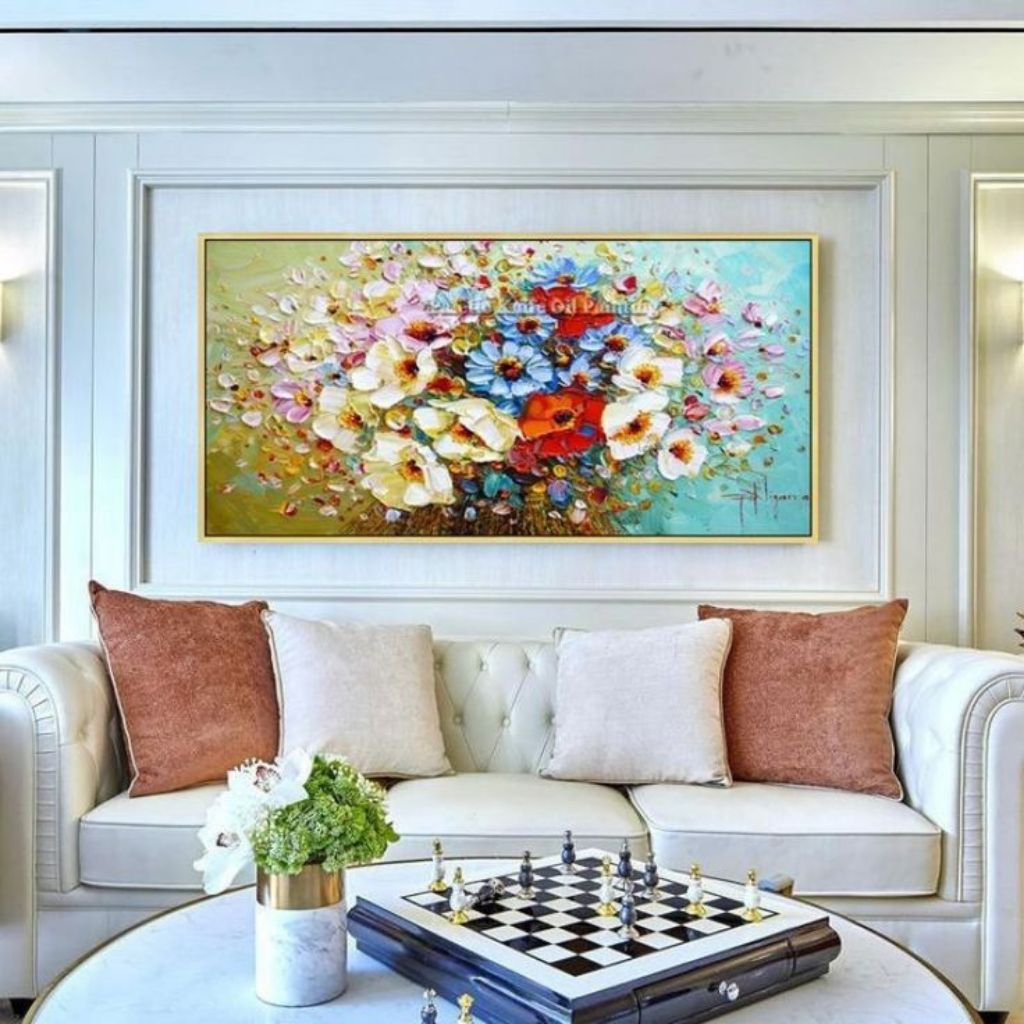 Lukisan dinding minimalis modern bunga untuk hiasan dinding rumah