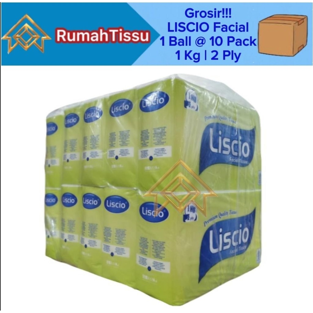 [1 Ball @ 10 Pack] Tisu LISCIO Facial Tissue 1000 Gram 2 Ply Tisu Wajah 1 Kg 2 Ply Murah Grosir Prom